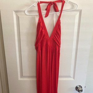 Long red halter dress  - size medium